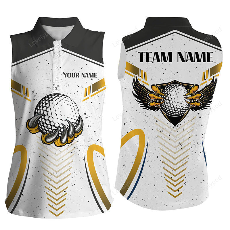 Eagle golf ball custom white grunge women sleeveless polo shirt, team golf shirt for women golf gifts GY3415