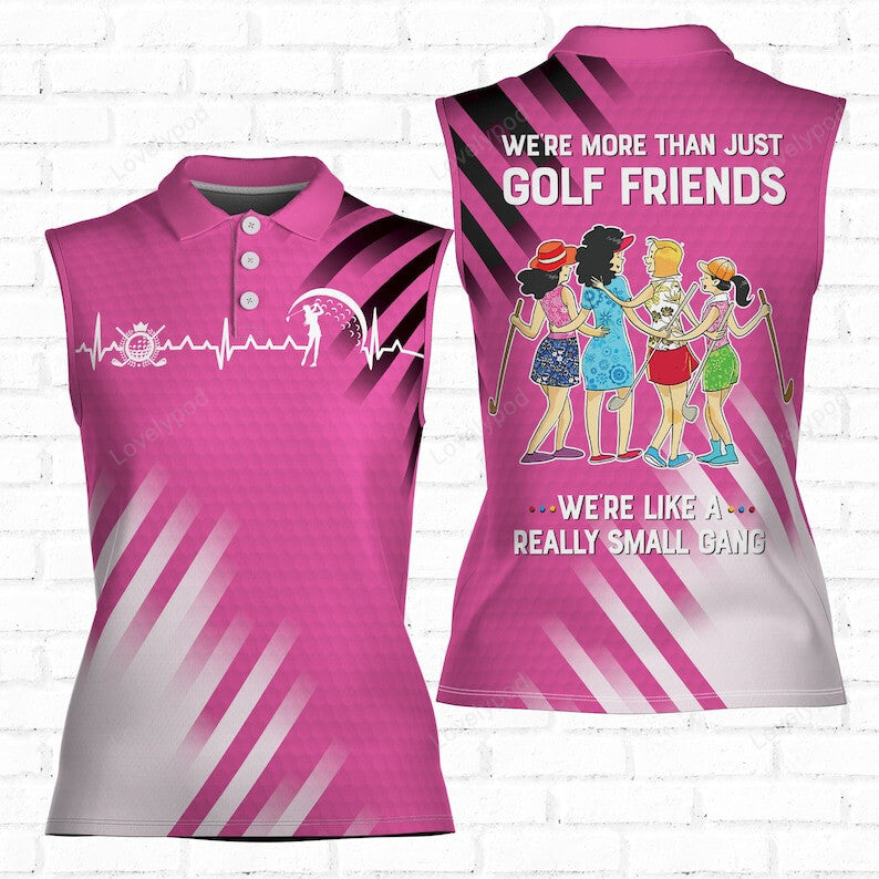 Golf friends nice shot team custom background color 3d women sleeveless polo shirt, golf shirts for women, golf gifts GY3475