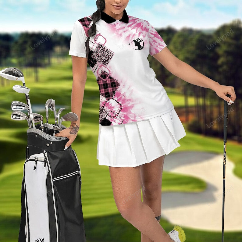 Golf pink women polo shirt, swing swear repeat shirt, golf lover shirt, women polo shirt GY3484