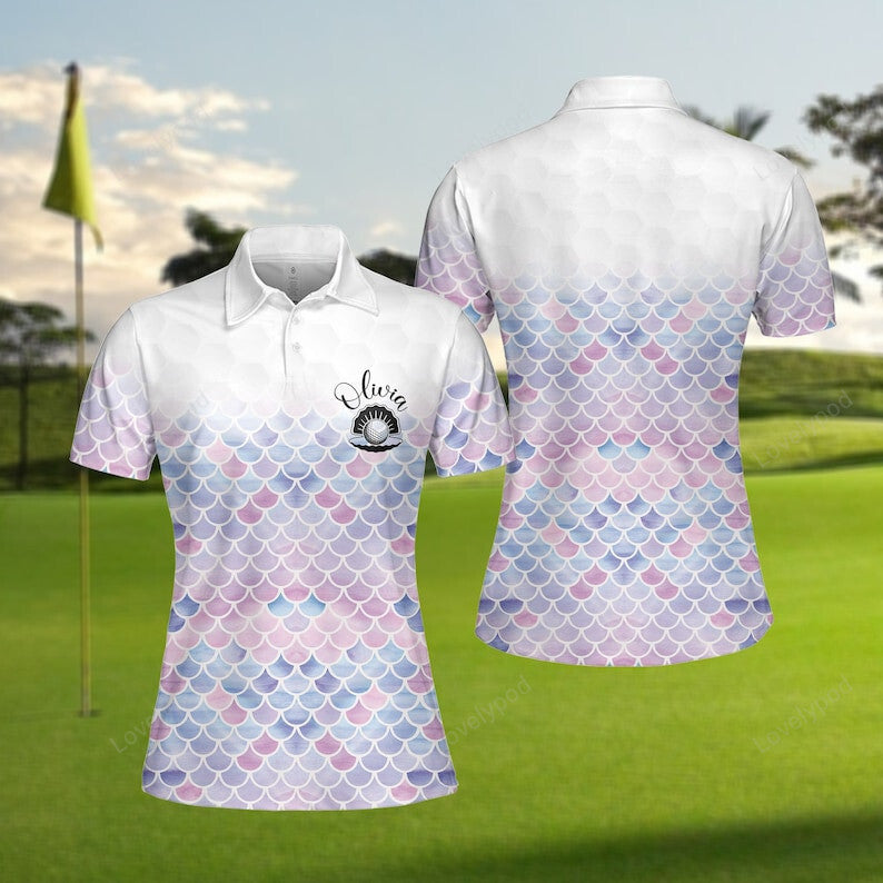 Mermaid golf women polo shirt, cute mermaid pattern golf shirt, best golf for women GY3486