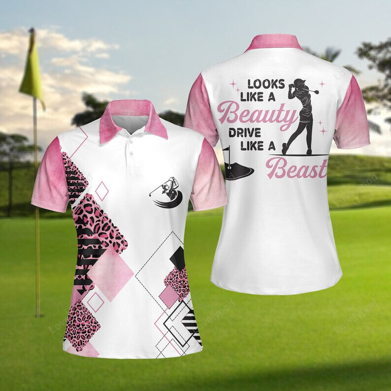 Women golf polo shirt, funny sayings women polo shirt, leopard golf shirt for ladies GY3491