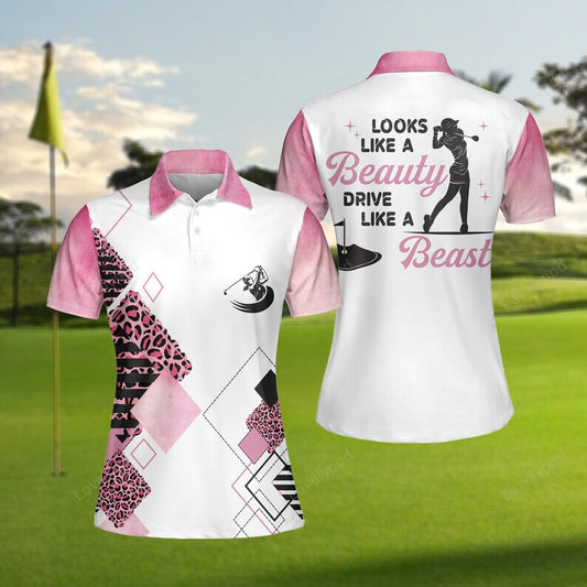 Women golf polo shirt, funny sayings women polo shirt, leopard golf shirt for ladies GY3491