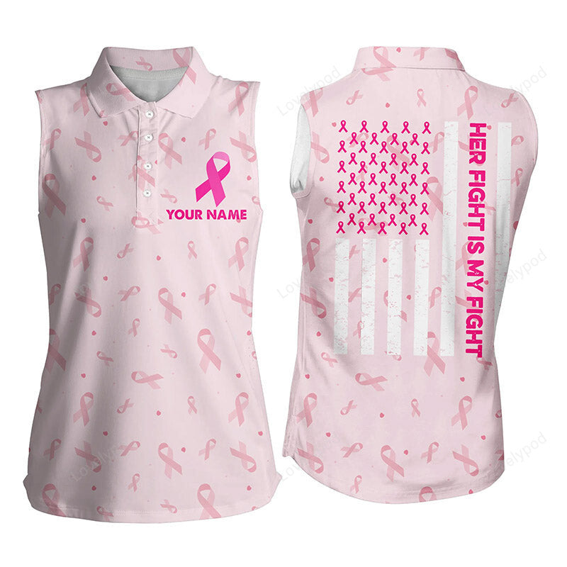 Cute ribbon breast cancer awareness pink golf polo shirts american flag golf shirts for women GY3502