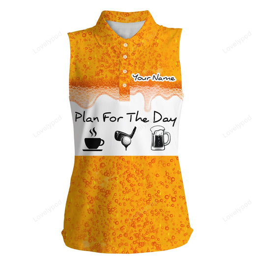 Women sleeveless golf polo shirts, custom beer golf plan personalized golf tops for ladies golf gifts GY3546