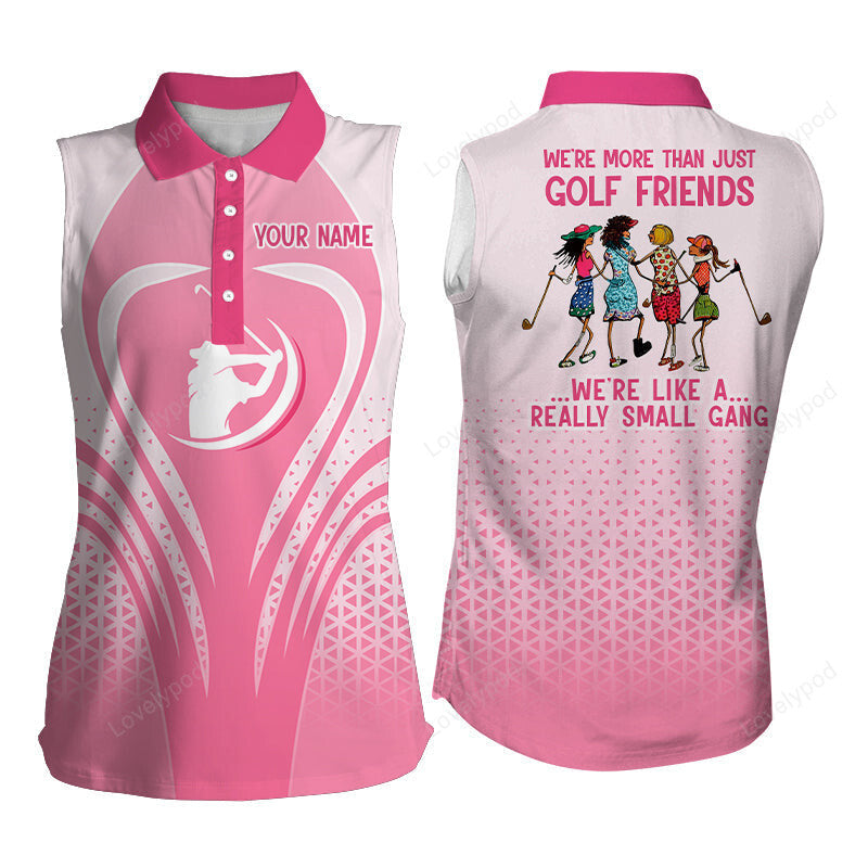 Golf friends pink triangle pattern women sleeveless golf polo shirts, unique female golf gifts GY3554