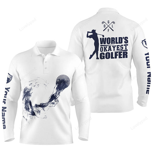 Navy and white men golf polo shirts, personalized golf shirts for men, cool golf gifts GY3607