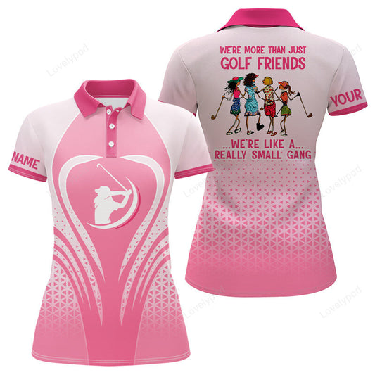 Golf friends pink triangle pattern women golf polo shirts, unique female golf gifts GY3690