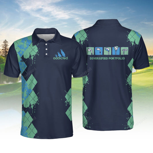 Addicted diversified portfolio men polo shirt, custom golf shirt, gift for golf lover GY3698