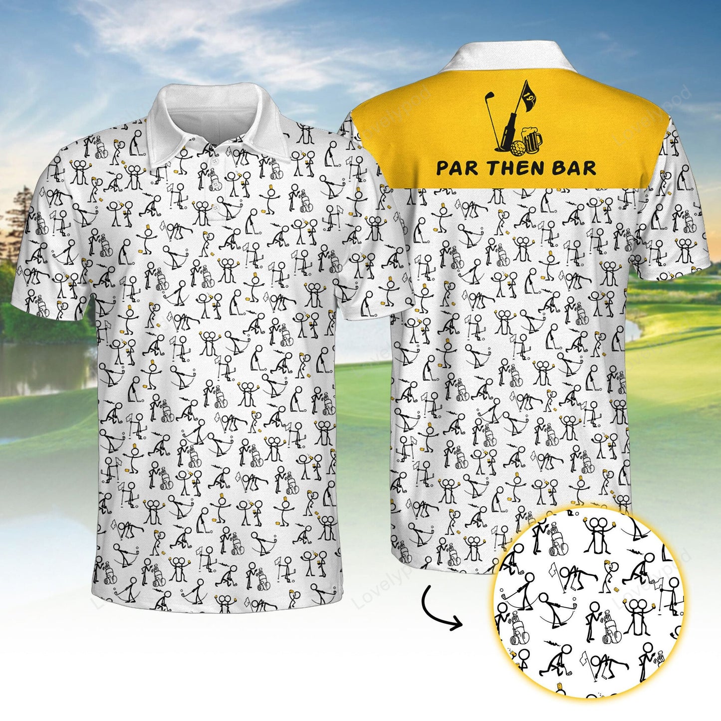 Par then bar stick man beer men golf apparel, custom golf shirt, gift for golf lover GY3701