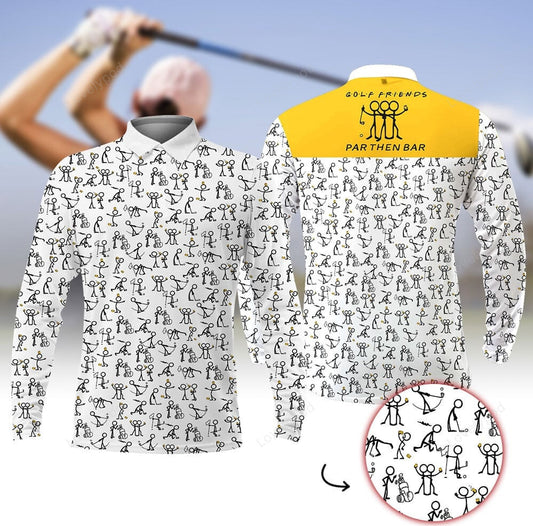 Golf friends par then bar men golf long sleeve polo shirt, custom golf shirt, gift for golf lover GY3704