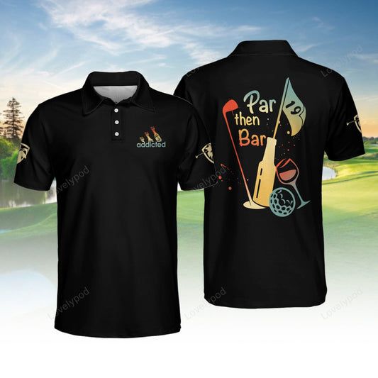 Gradient par then bar men polo shirt, custom golf shirt, gift for golf lover GY3706