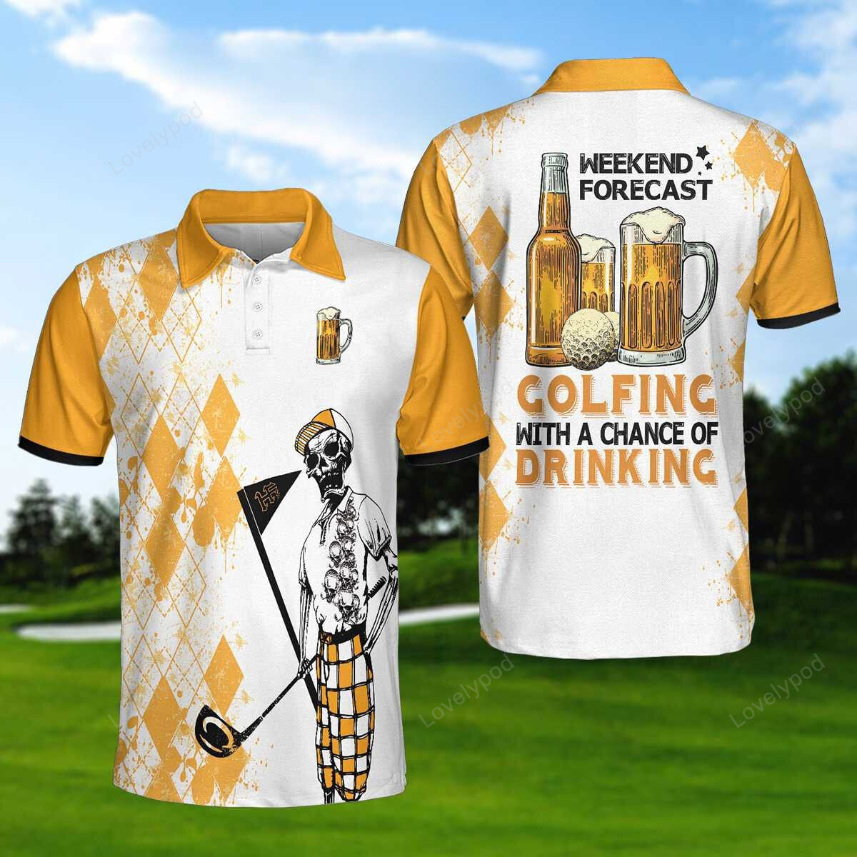 Weekend forecast beer and golf men polo shirt, custom golf shirt, gift for golf lover GY3708