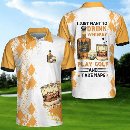 Golf whisky and take naps men polo shirt, custom golf shirt, gift for golf lover GY3709