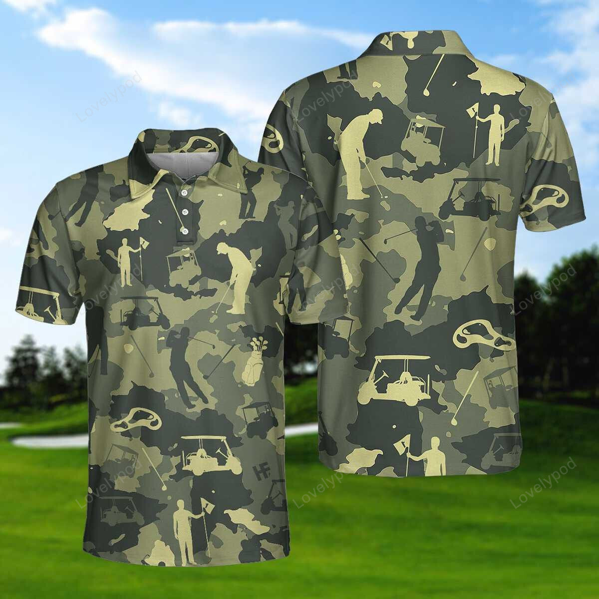 Camouflage texture golf set men polo shirt, custom golf shirt, gift for golf lover GY3711