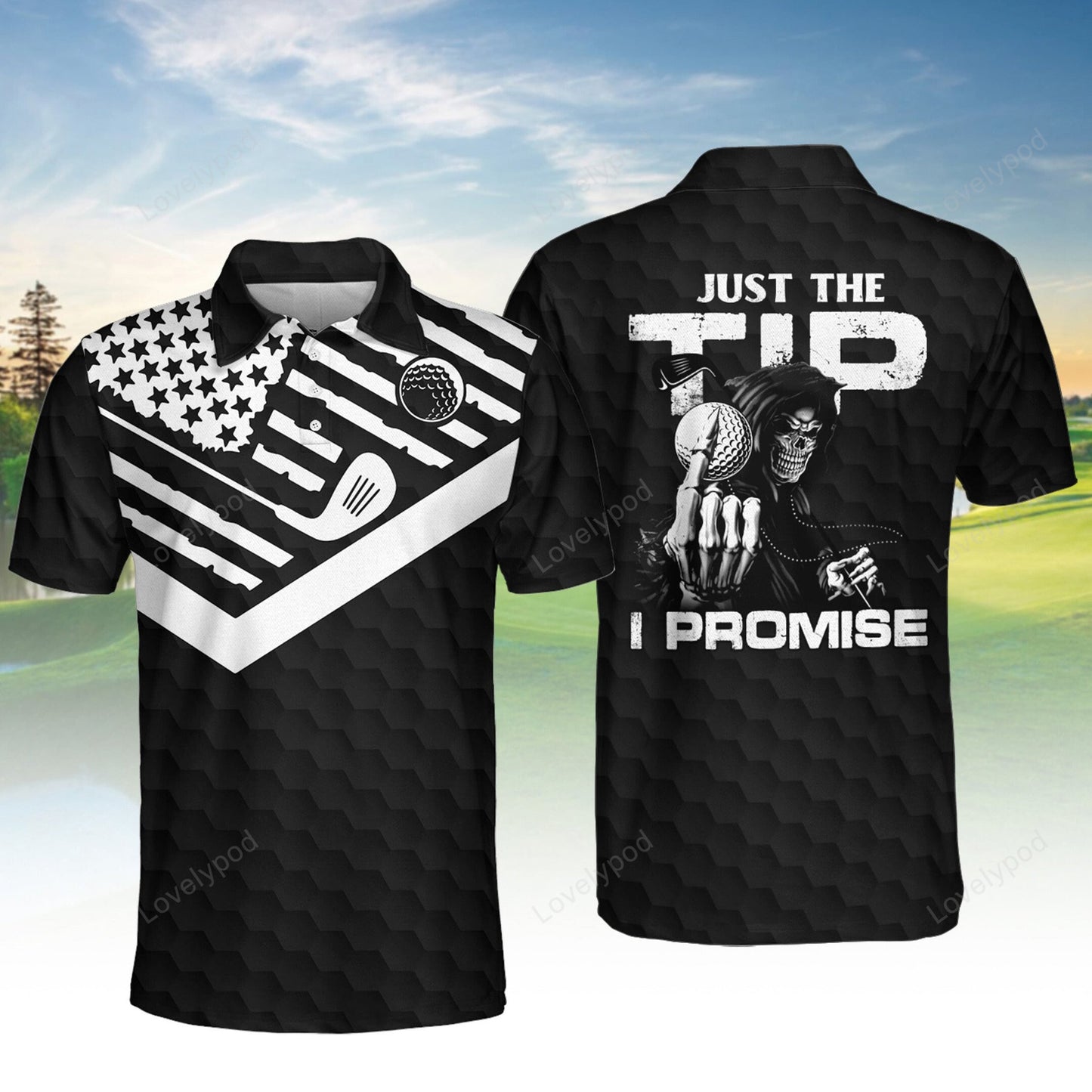 Just the tip i promise skull men golf apparels, custom golf shirt, gift for golf lover GY3716