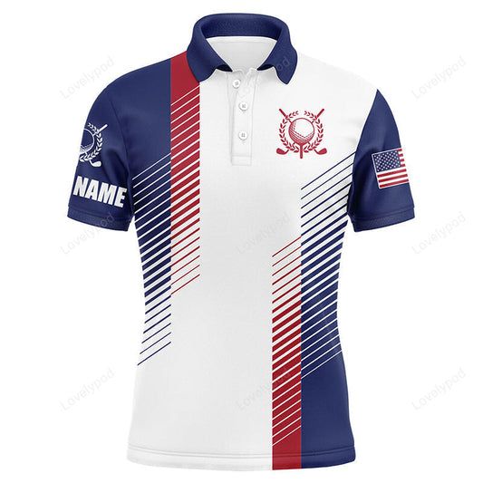 Red, white and blue golf shirts custom name men golf polo shirts, men patriotic golf polo GY3737