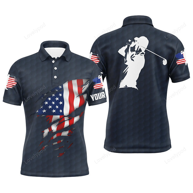 Men golf polo shirts american flag patriotic golf shirts, custom polo golf tops for men GY3738