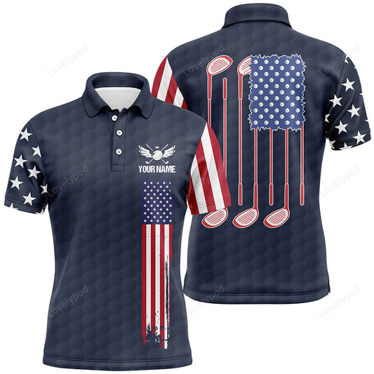 Men golf polo shirts golf clubs american flag custom patriotic golf shirt for men GY3740