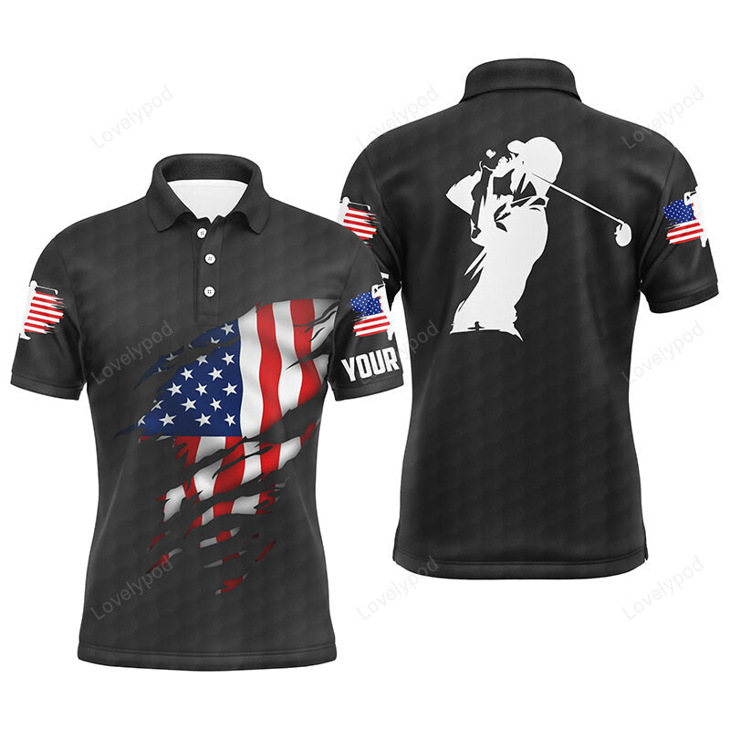 Epic men golf polo shirts, american flag patriotic golf shirts, custom polo golf tops for men GY3745