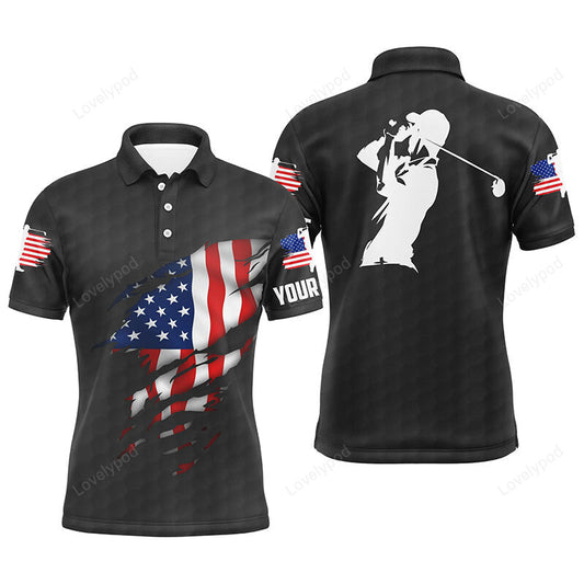 Cool men golf polo shirts american flag patriotic golf shirts, custom polo golf tops for men GY3754