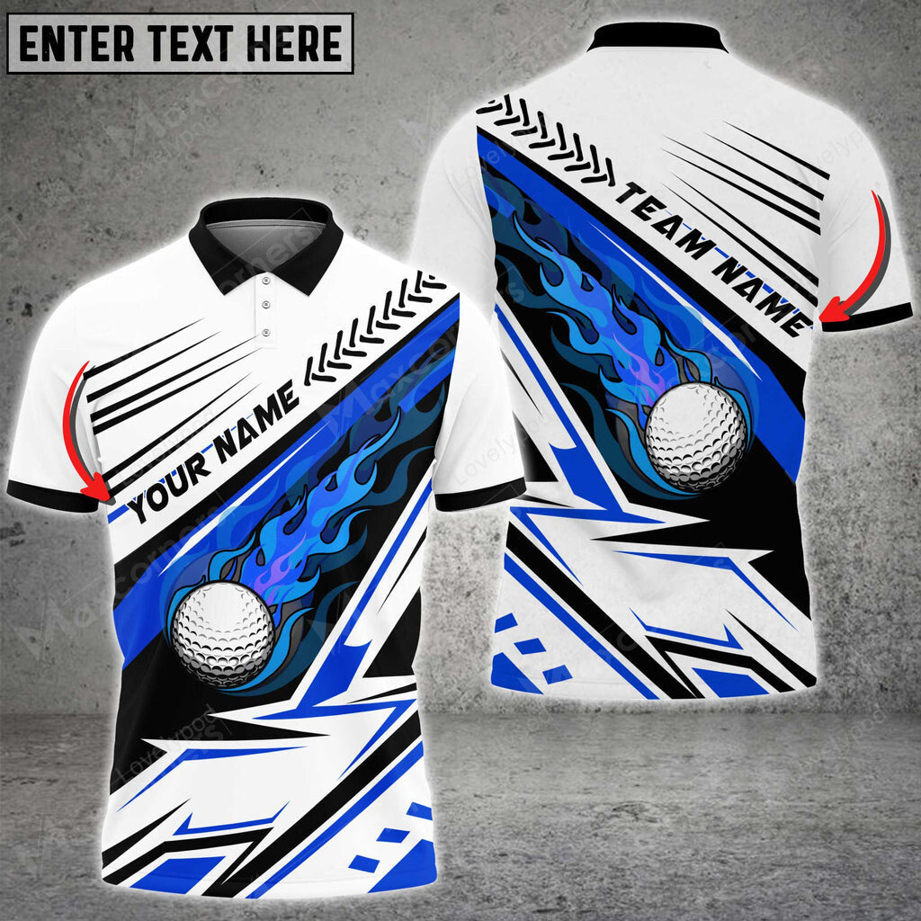 Customized name fire golf ball multicolor sport jersey pattern custom 3d polo shirt GY3758