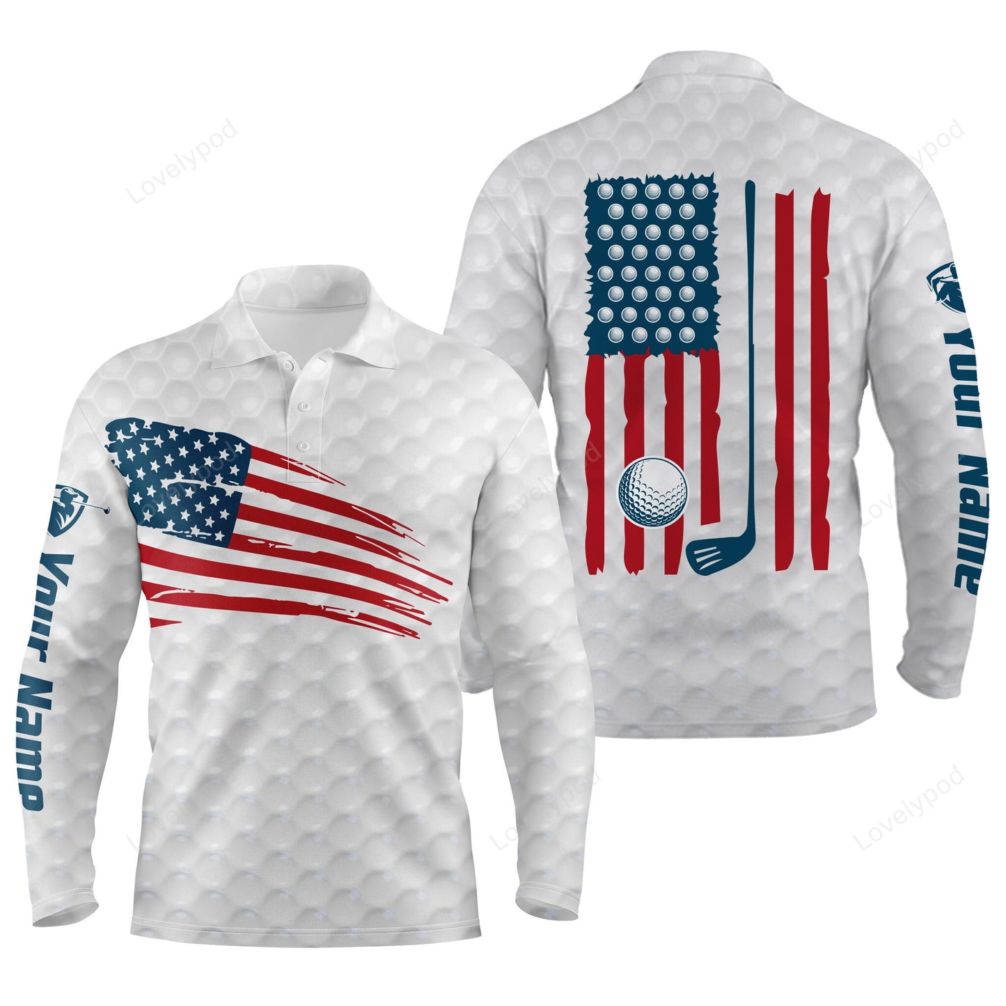 Men golf polo shirt american flag patriotic golf shirts, custom name golf gifts for men GY3790