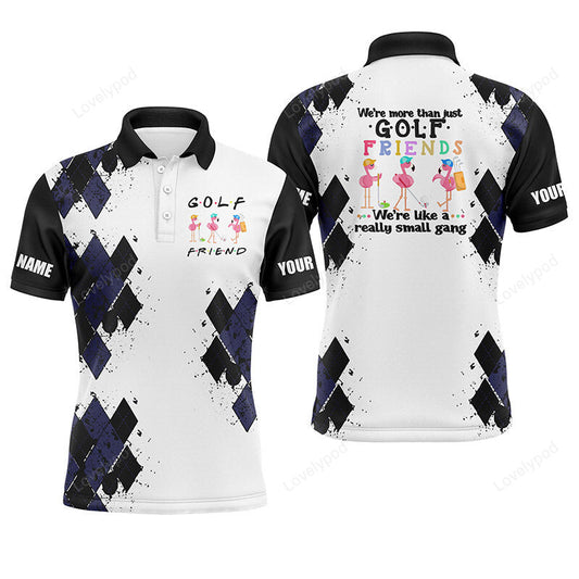 Men golf long sleeve polo shirt, we're more than just golf friends flamingo custom name funny golf shirt GY3817