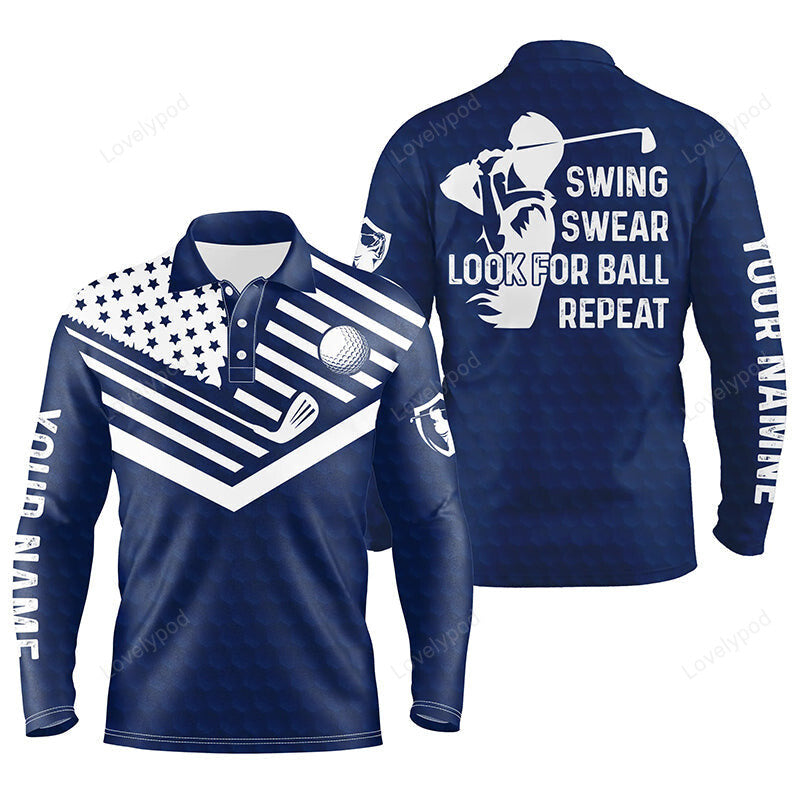 Swing swear look for ball repeat american flag custom name team golf polo shirts GY3825