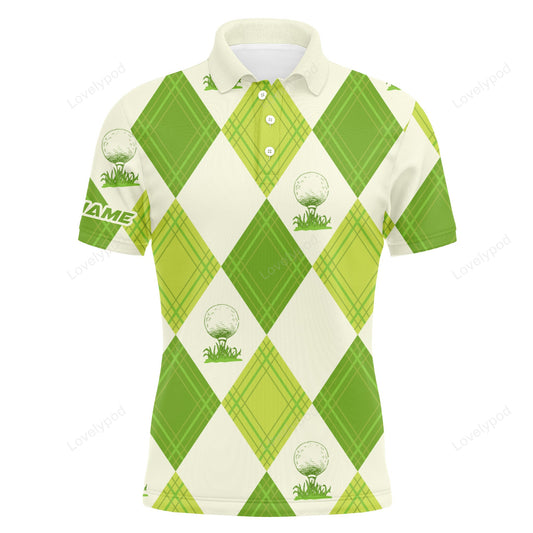 Men polo golf tops custom name green pattern shirts, personalized gifts for golf lovers GY3832