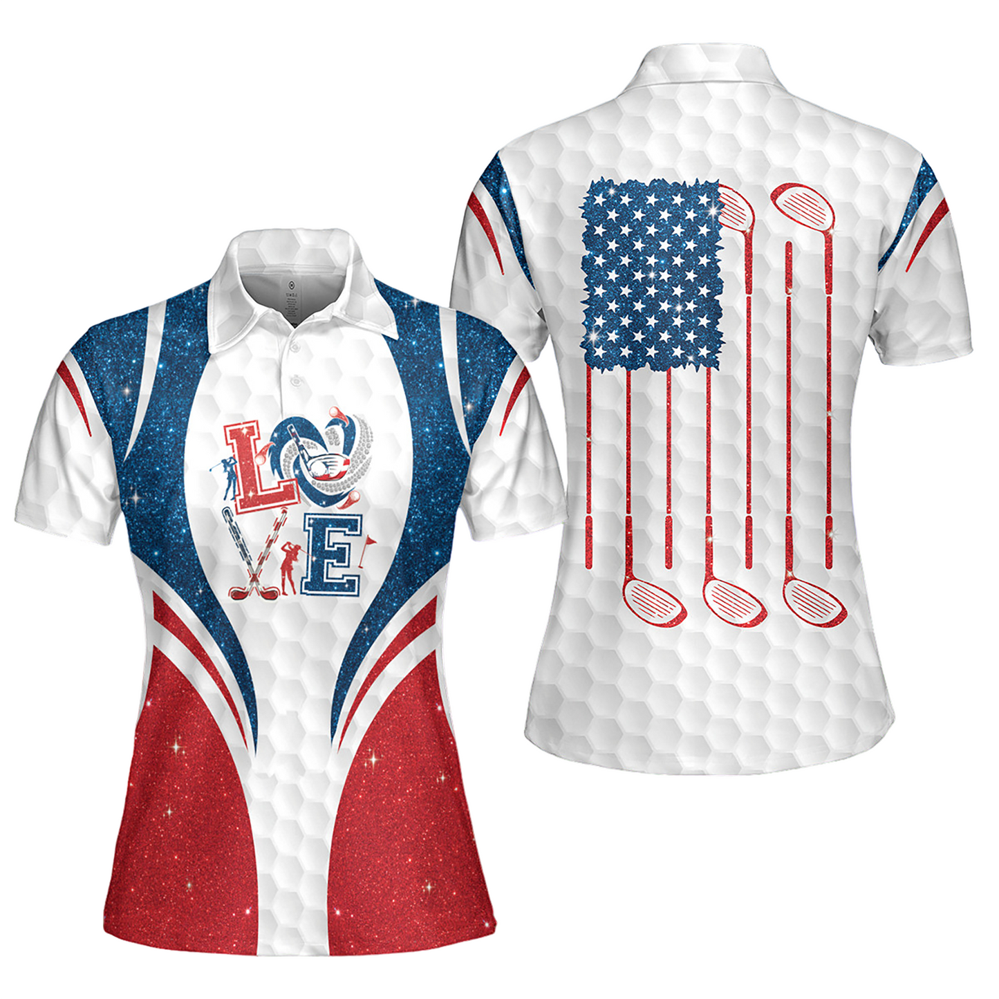 Love Golf American Flag Women Polo H0300