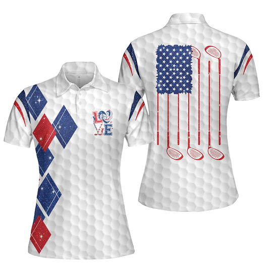 Love Golf American Flag Women Polo H0303