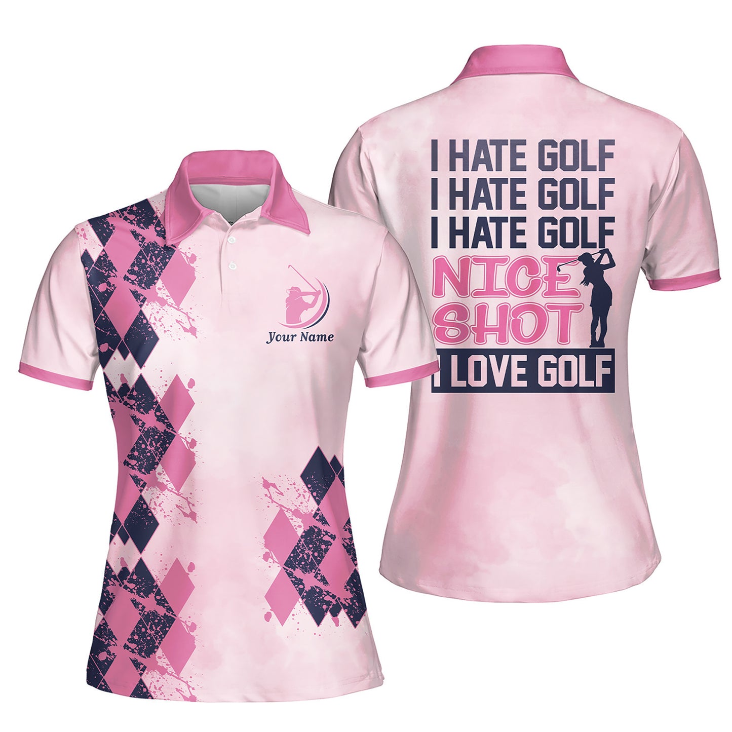 Personalized Name I Hate Golf Polo I0248