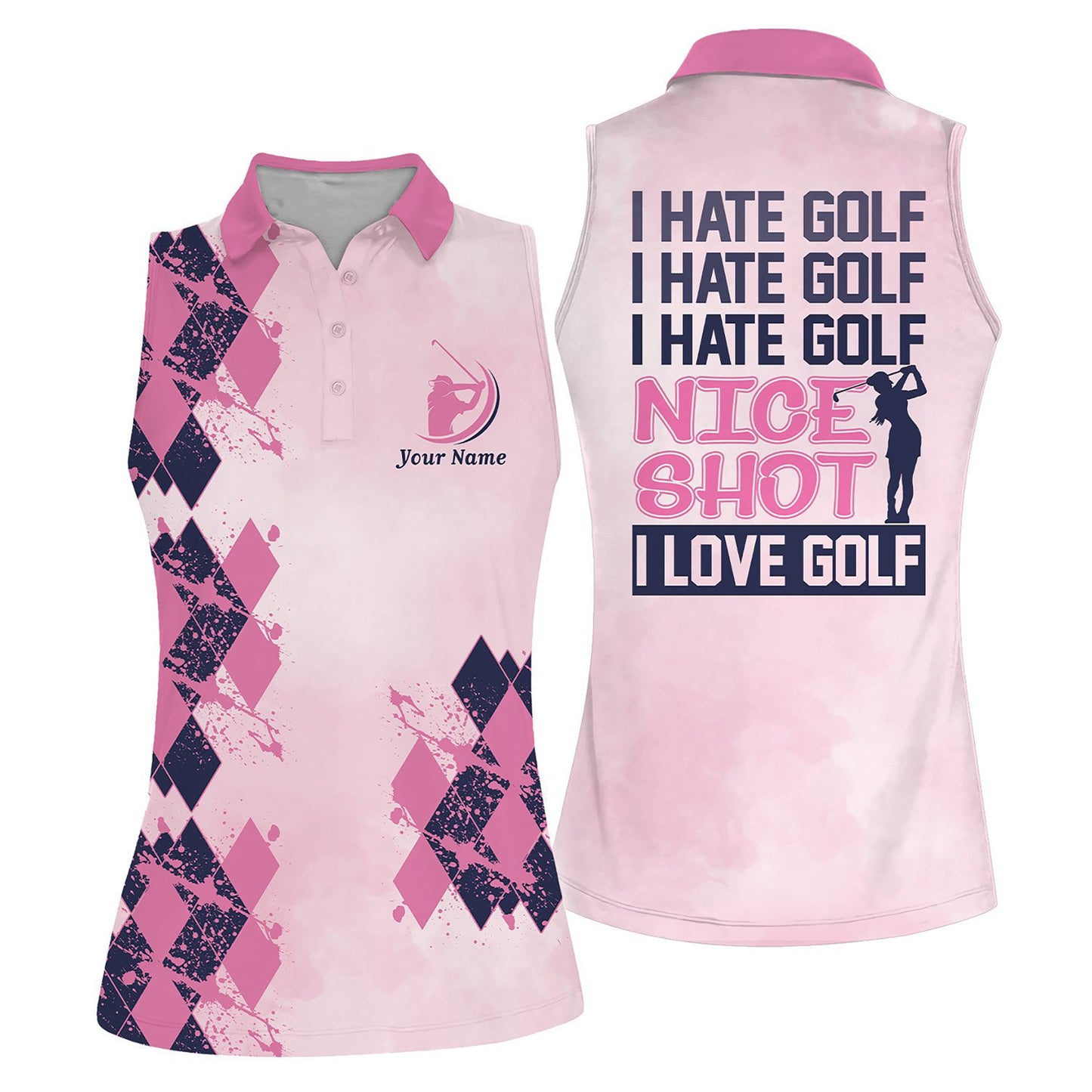 Personalized Name I Hate Golf Polo I0248