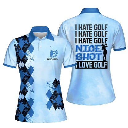 Personalized Name I Hate Golf Polo I0248