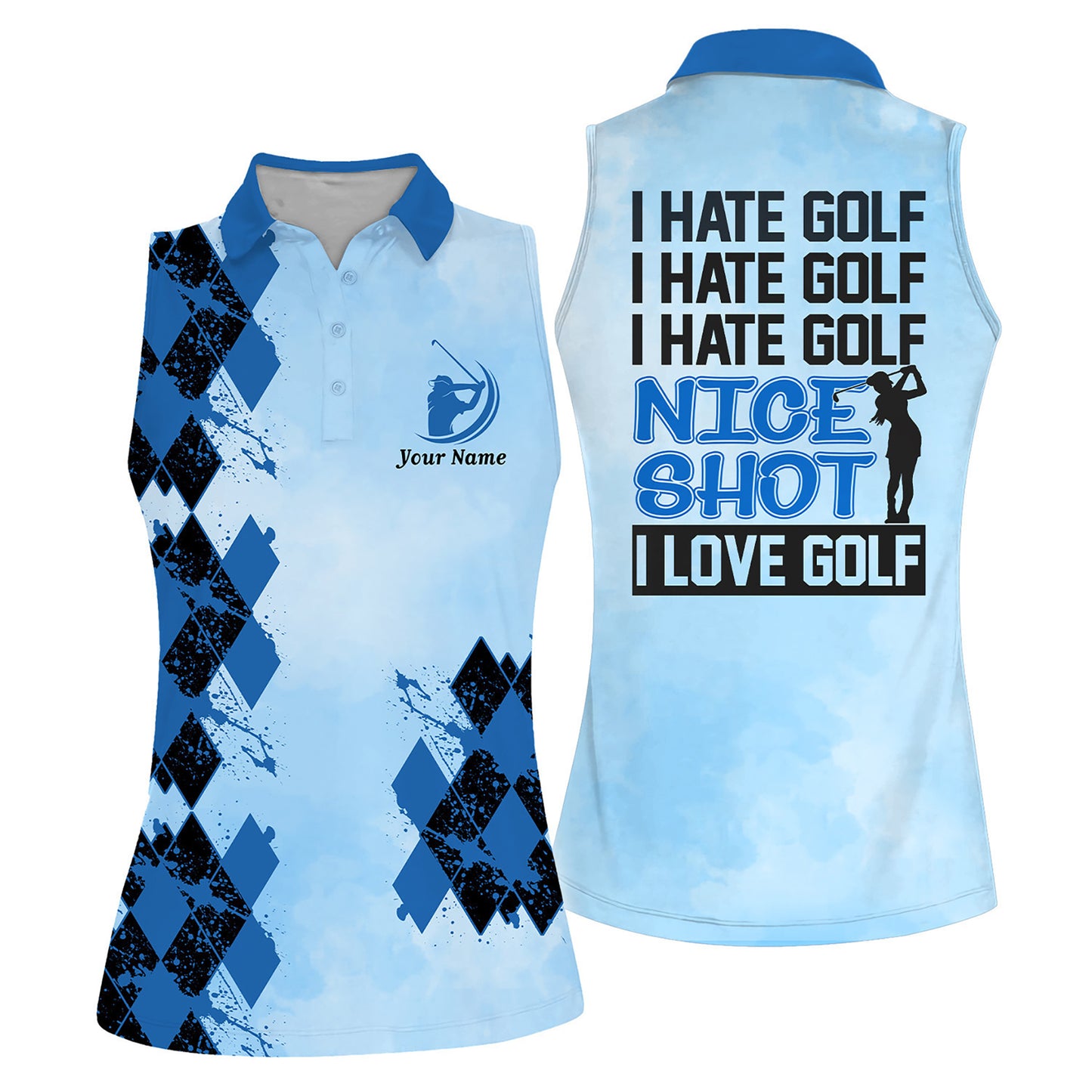 Personalized Name I Hate Golf Polo I0248