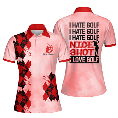 Personalized Name I Hate Golf Polo I0248