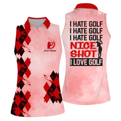 Personalized Name I Hate Golf Polo I0248