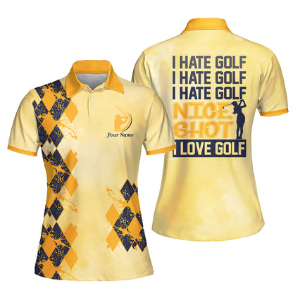 Personalized Name I Hate Golf Polo I0248