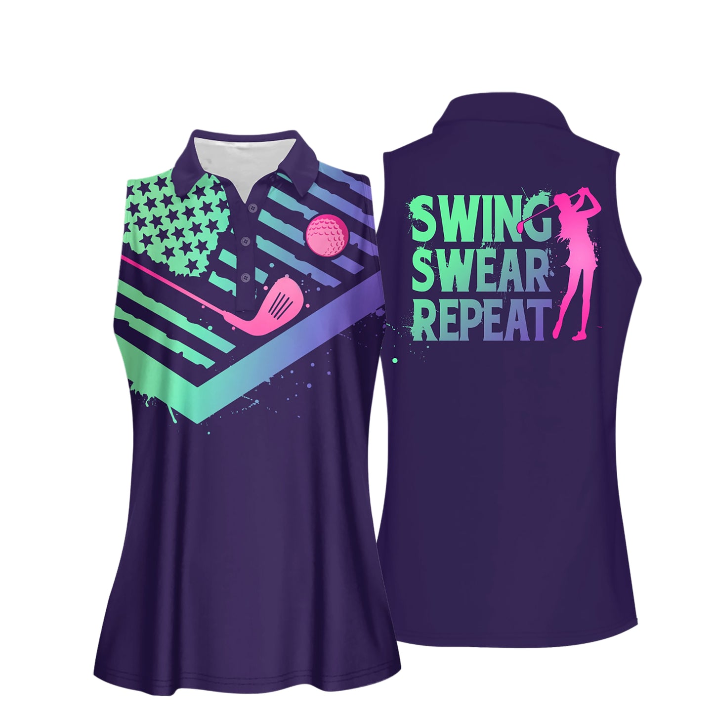 Gradient Swing Swear Repeat Golf Shirts I0271