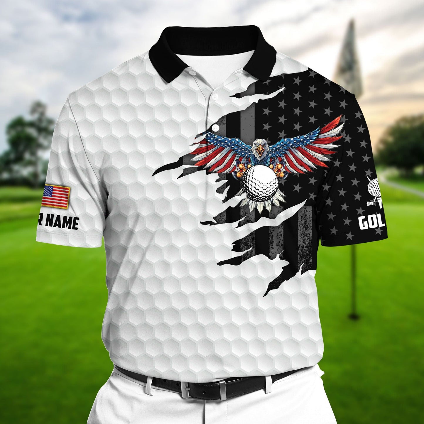 Masnines White Pride Premium Cool Eagle Golf Lover Polo Shirts Multicolor Custom Name Polo GA0111