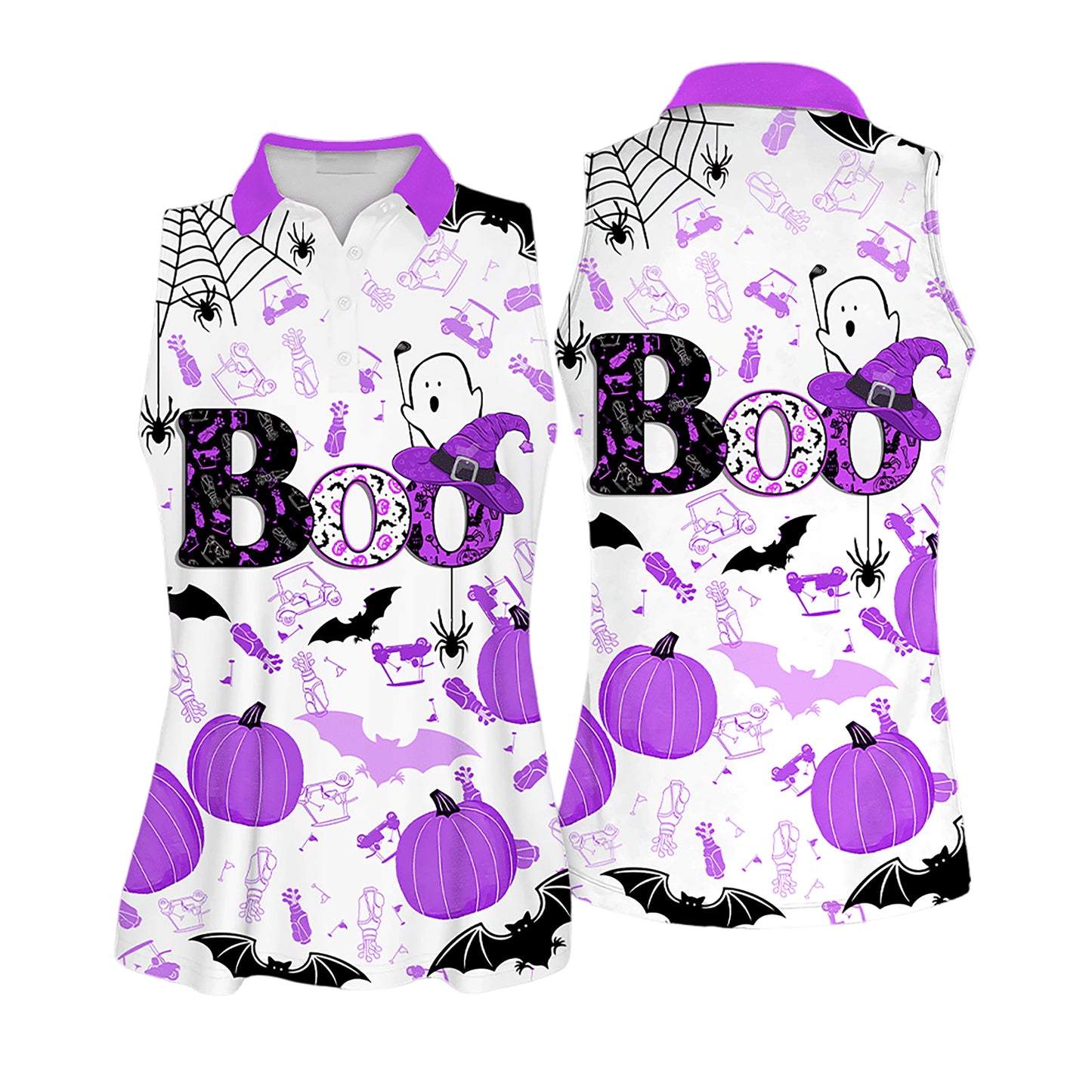 Boo Halloween Golf Pattern Purple Shirts I0302