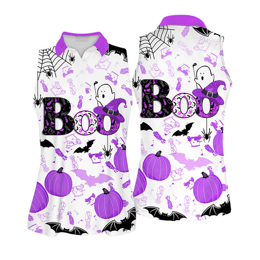 Boo Halloween Golf Pattern Purple Shirts I0302