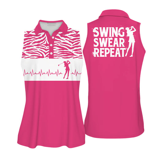 Swing Swear Repeat Leopard Golf Shirts I0303