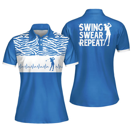 Swing Swear Repeat Leopard Golf Shirts I0303