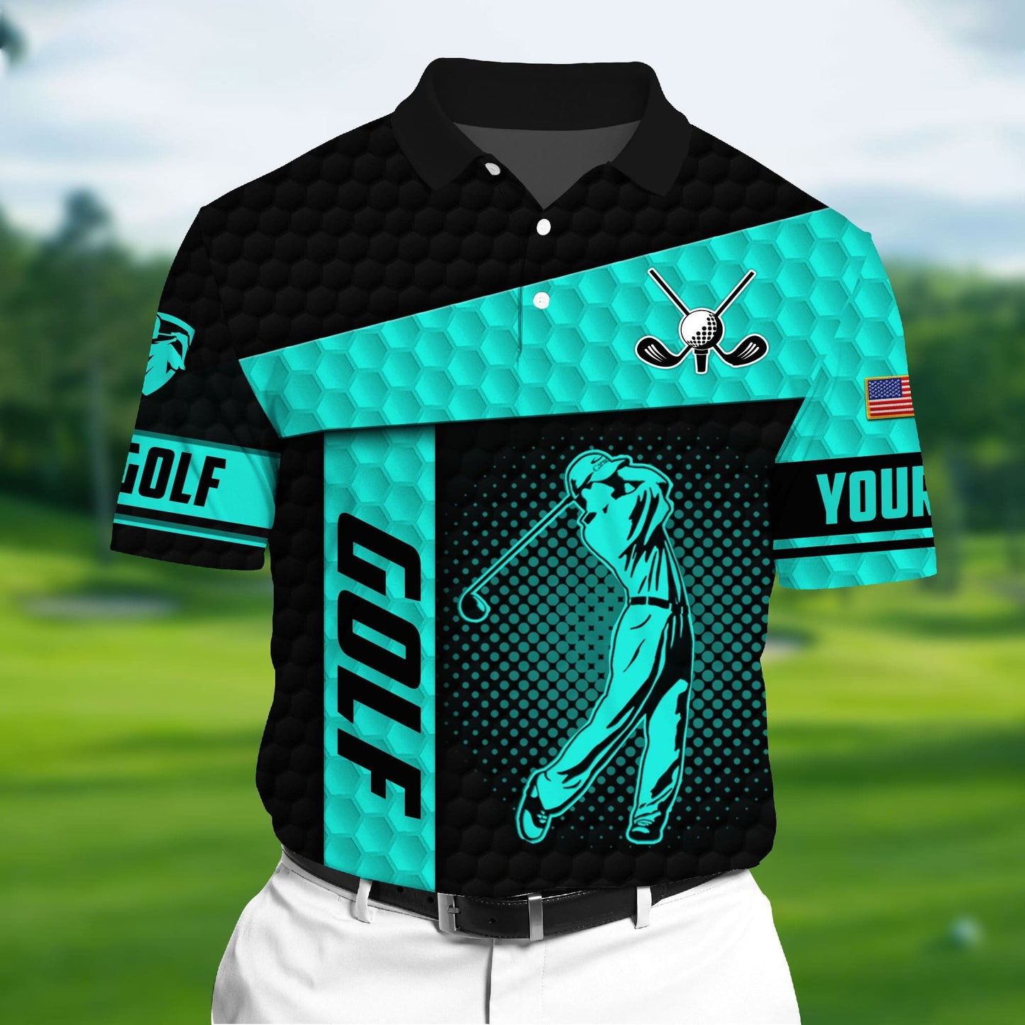 Masnines Light Blue Pride Premium Unique Golf Polo 3D For Lovers Multicolor Custom Name Polo GA0133