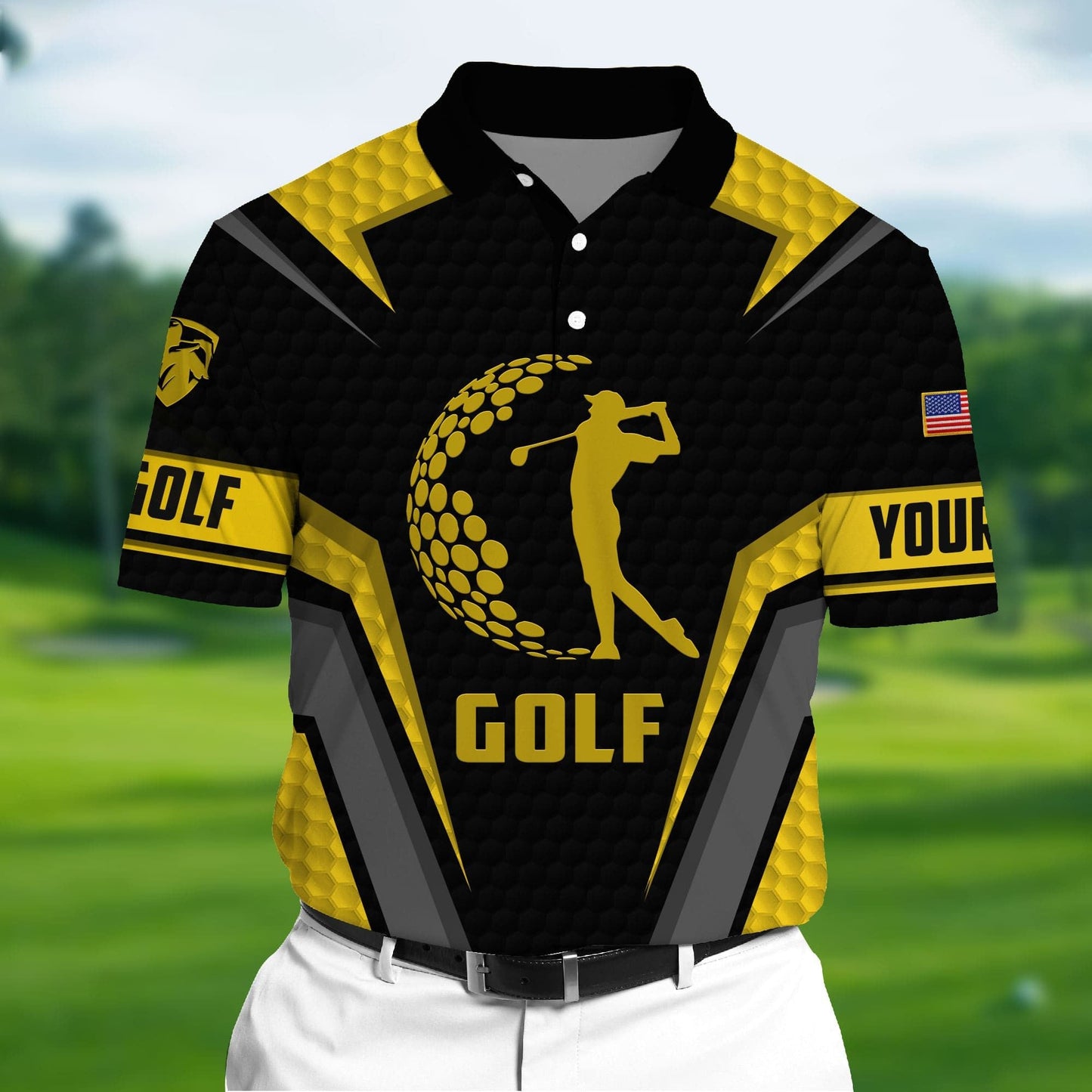 Masnines Yellow Pride Premium Art Golf 3D Polo For Lovers Multicolor Custom Name Polo GA0091