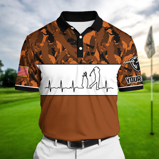 Masnines Orange Pride Premium Unique Golf Heart Beat Golf Polo Shirts Multicolored Custom Name Polo GA0024