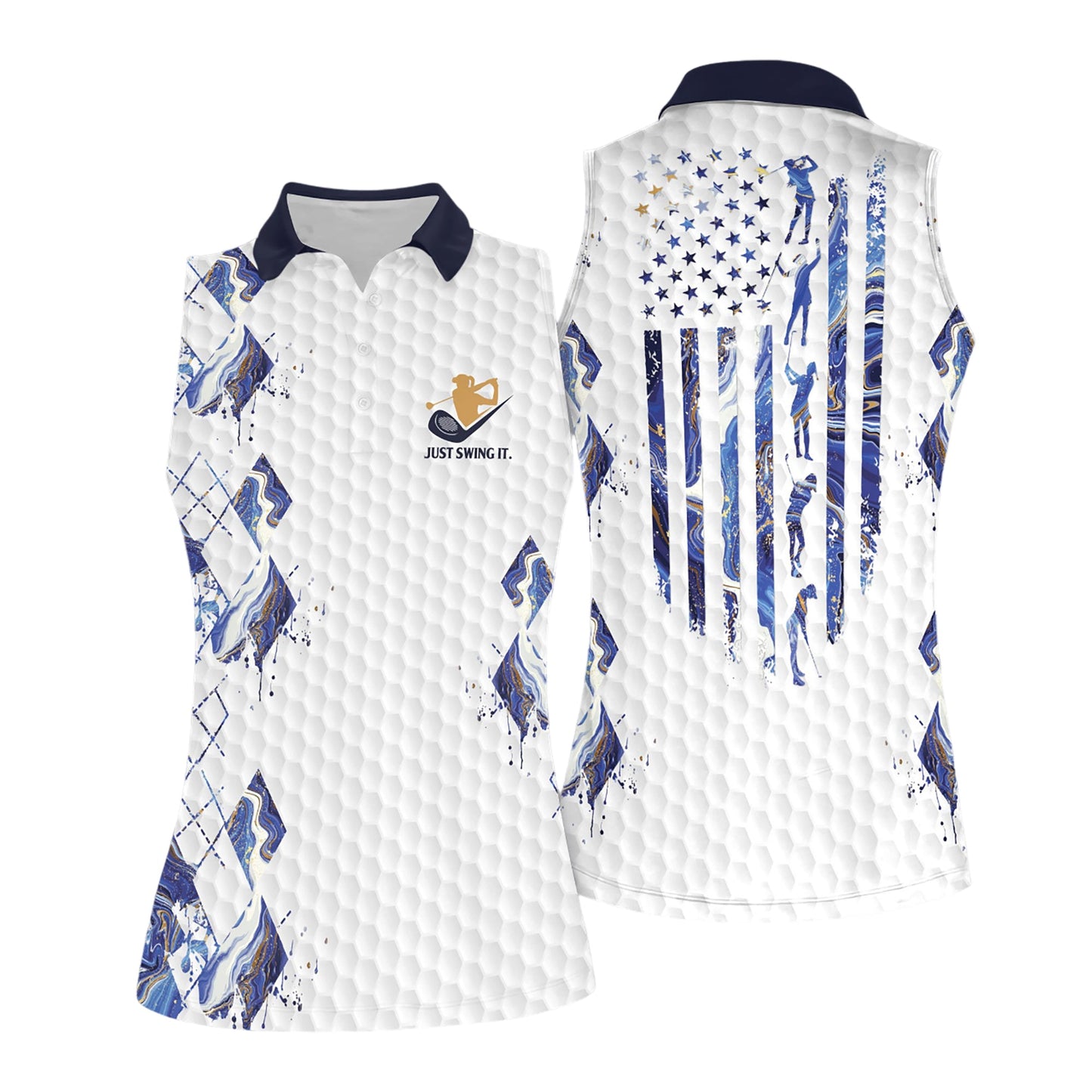 Blue Marble American Flag Golf Shirts I0071