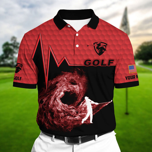Masnines Red Pride Premium Golfer On The Dark Golf Polo Shirts Multicolor Custom Name Polo GA0017