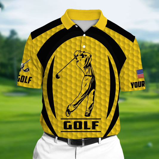 Masnines Yellow Pride The Unique Cool Golf 3D Polo Shirts Multicolor Custom Name Polo GA0071